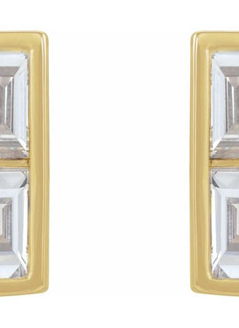 14K White Gold 3/4 CTW Natural Diamond Bar Earrings