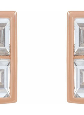 14K White Gold 3/4 CTW Natural Diamond Bar Earrings