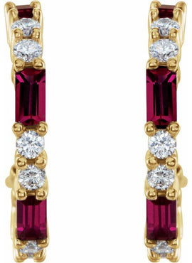 14K White Gold Natural Blue Sapphire & 1/2 CTW Natural Diamond 17.2 mm Hoop Earrings
