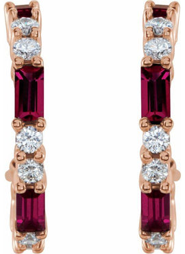 14K White Gold Natural Blue Sapphire & 1/2 CTW Natural Diamond 17.2 mm Hoop Earrings