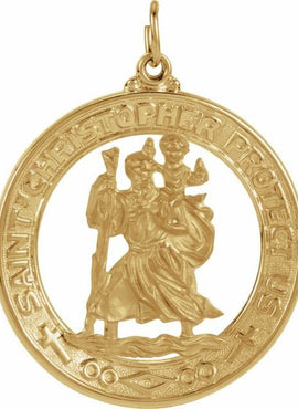 14K Yellow Gold 29 mm St. Christopher Medal