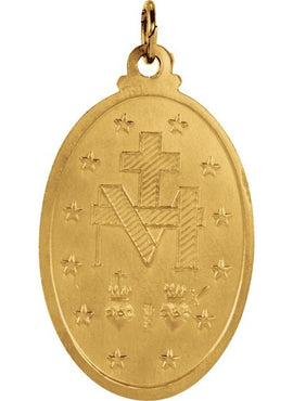 14K Yellow Gold 12x8 mm Oval Miraculous Medal