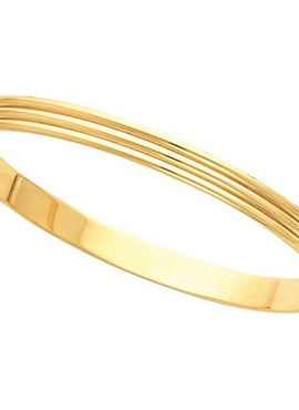 14K Yellow Gold 8 mm Grooved Bangle 7 1/2