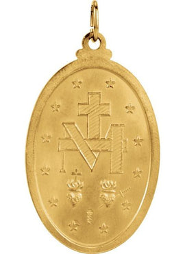 14K Yellow Gold 12x8 mm Oval Miraculous Medal