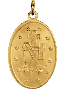 14K Yellow Gold 12x8 mm Oval Miraculous Medal