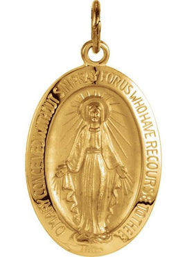 14K Yellow Gold 12x8 mm Oval Miraculous Medal