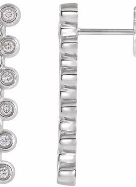 14K White Gold 1/3 CTW Natural Diamond Bezel-Set Bar Earrings