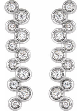 14K White Gold 1/3 CTW Natural Diamond Bezel-Set Bar Earrings