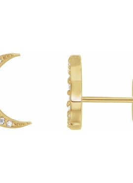 14K Yellow Gold 1/10 CTW Natural Diamond Crescent Moon Earrings