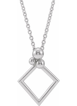 14K White Gold Geometic Pendant
