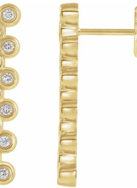 14K White Gold 1/3 CTW Natural Diamond Bezel-Set Bar Earrings