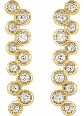 14K White Gold 1/3 CTW Natural Diamond Bezel-Set Bar Earrings