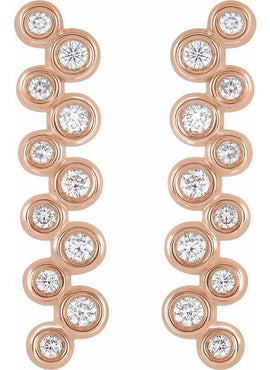 14K White Gold 1/3 CTW Natural Diamond Bezel-Set Bar Earrings
