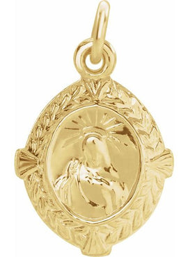 14K Yellow Gold Sacred Heart of Jesus Medal