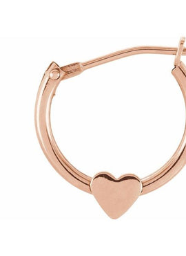 14K Yellow Gold 14.5 mm Youth Hinged Hoop Heart Earrings