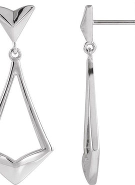 14K White Gold Geometric Dangle Earrings