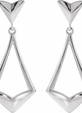 14K White Gold Geometric Dangle Earrings