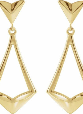 14K White Gold Geometric Dangle Earrings