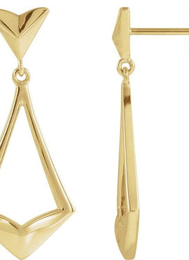 14K White Gold Geometric Dangle Earrings