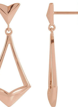 14K White Gold Geometric Dangle Earrings