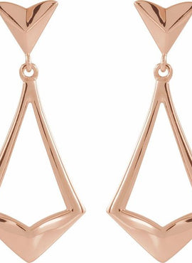 14K White Gold Geometric Dangle Earrings