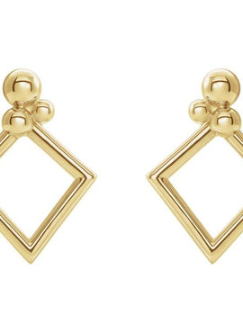 14K White Gold Geometric Earrings