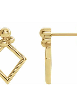 14K White Gold Geometric Earrings