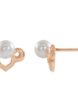 14K White Gold Cultured White Freshwater Pearl Earrings