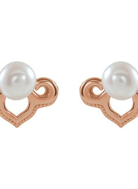 14K White Gold Cultured White Freshwater Pearl Earrings