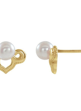 14K White Gold Cultured White Freshwater Pearl Earrings