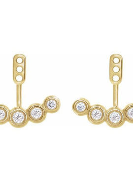 14K White Gold 1/4 CTW Diamond Curved Front-Back Earring Jackets