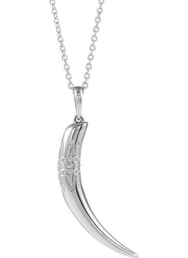 14K White Gold Tusk Pendant