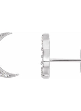 14K Yellow Gold 1/10 CTW Natural Diamond Crescent Moon Earrings
