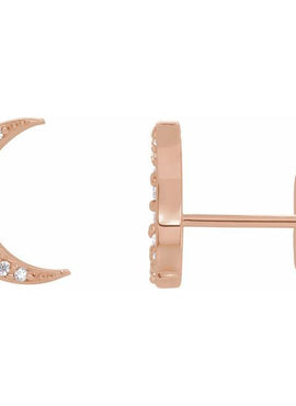14K Yellow Gold 1/10 CTW Natural Diamond Crescent Moon Earrings