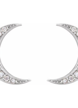 14K Yellow Gold 1/10 CTW Natural Diamond Crescent Moon Earrings