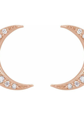 14K Yellow Gold 1/10 CTW Natural Diamond Crescent Moon Earrings