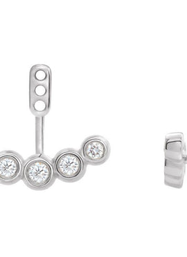 14K White Gold 1/4 CTW Diamond Curved Front-Back Earring Jackets