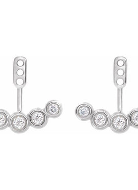 14K White Gold 1/4 CTW Diamond Curved Front-Back Earring Jackets