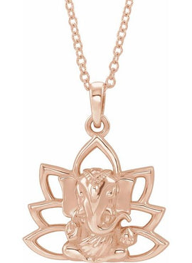 14K White Gold 19.3x15.7 mm Ganesha Pendant