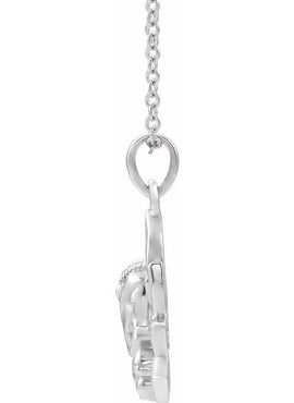 14K White Gold 19.3x15.7 mm Ganesha Pendant