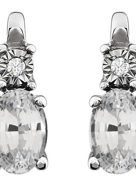 14K White Gold Natural Mozambique Garnet & .02 CTW Natural Diamond Earrings