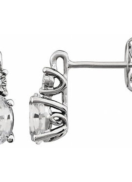 14K White Gold Natural Mozambique Garnet & .02 CTW Natural Diamond Earrings