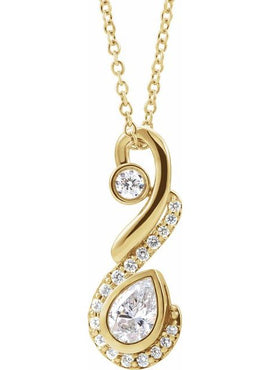 14K White Gold 1/2 CTW Natural Diamond Pendant