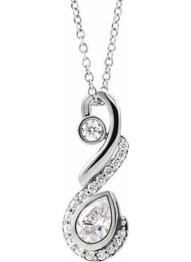 14K White Gold 1/2 CTW Natural Diamond Pendant
