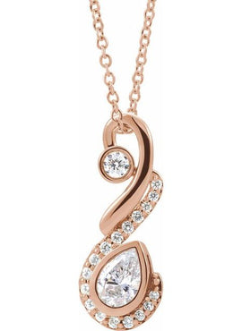 14K White Gold 1/2 CTW Natural Diamond Pendant