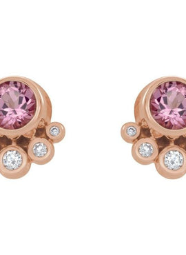 14K White Gold Natural Mozambique Garnet & 1/8 CTW Natural Diamond Earrings