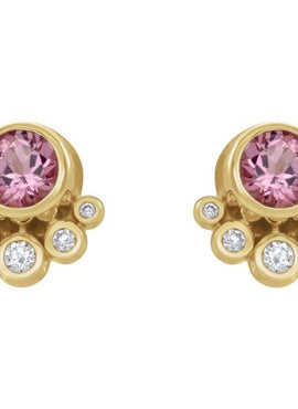 14K White Gold Natural Mozambique Garnet & 1/8 CTW Natural Diamond Earrings