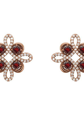 14K White Gold Natural Ruby & 1/4 CTW Natural Diamond Earrings