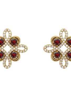 14K White Gold Natural Ruby & 1/4 CTW Natural Diamond Earrings
