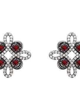 14K White Gold Natural Ruby & 1/4 CTW Natural Diamond Earrings